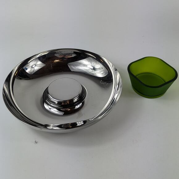 Alessi Khodi Feiz Serving Dish Italian 8 7/8" Stainless Steel Dip Green Bowl - Picture 5 of 11